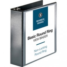 Business Source Round-ring View Binder - 3" Binder Capacity - Letter - 8 1/2" x 11" Sheet Size - 625 Sheet Capacity - Round Ring Fastener(s) - 2 Internal Pocket(s) - Polypropylene - Black - 1 / Each