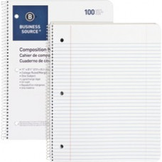 Business Source Wirebound College Ruled Notebooks - Letter - 100 Sheets - Wire Bound - 16 lb Basis Weight - 8 1/2