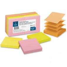 Business Source Reposition Pop-up Adhesive Notes - 3" x 3" - Square - Assorted - Removable, Repositionable, Solvent-free Adhesive - 12 / Pack