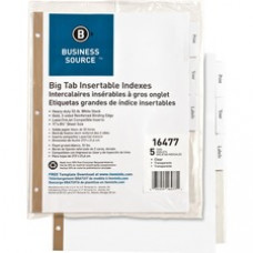 Business Source Tear-resistant Clear Tab Index Dividers - 5 x Divider(s) - 5 Tab(s)/Set - 8.5