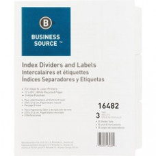Business Source 3-Hole Punched Laser Index Tabs - 3 Tab(s) - 8.5