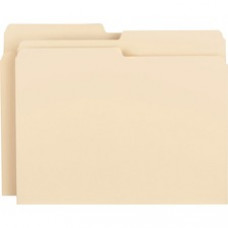 Business Source 1/2-cut 1-ply Top Tab File Folders - Letter - 8 1/2" x 11" Sheet Size - 3/4" Expansion - 1/2 Tab Cut - Assorted Position Tab Location - 11 pt. Folder Thickness - Manila - Recycled - 100 / Box