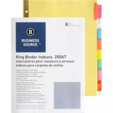 Business Source Reinforced Insertable Tab Indexes - 8 x Divider(s) - 8 Tab(s)/Set1.50" Tab Width - 8.5" Divider Width x 11" Divider Length - Letter - 3 Hole Punched - Buff Divider - Manila Tab(s) - 8 / Set