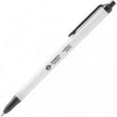 Business Source Retractable Ballpoint Pens - Medium Pen Point - Black - Gray Barrel - 12 / Dozen