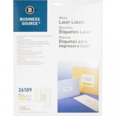 Business Source Bright White Premium-quality Address Labels - Permanent Adhesive - 1" Width x 2 5/8" Length - Rectangle - Laser, Inkjet - White - 30 / Sheet - 25 Total Sheets - 750 / Pack