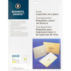 Business Source Clear Laser Print Mailing Labels - Permanent Adhesive - 1