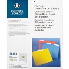 Business Source Laser/Inkjet Permanent File Folder Labels - Permanent Adhesive - 43/64