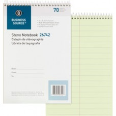 Business Source Steno Notebook - 70 Sheets - Wire Bound - Pitman Ruled - 6