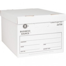 Business Source Lift-off Lid Medium Duty Storage Box - External Dimensions: 12" Width x 15" Depth x 10"Height - Media Size Supported: Legal, Letter - Lift-off Closure - Medium Duty - Stackable - Cardboard - White - 