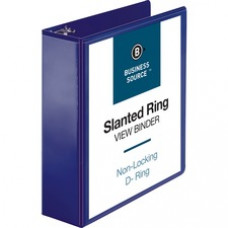 Business Source D-Ring View Binder - 3" Binder Capacity - Slant D-Ring Fastener(s) - Internal Pocket(s) - Navy - 1 Each