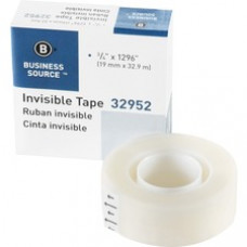 Business Source Invisible Tape Dispenser Refill Roll - 0.75" Width x 36 yd Length - 1" Core - Writable Surface, Photo-safe - 12 / Box