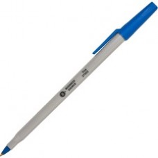 Business Source Fine Point Ballpoint Stick Pens - Fine Pen Point - Blue - Light Gray Barrel - 12 / Dozen
