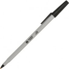 Business Source Fine Point Ballpoint Stick Pens - Fine Pen Point - Black - Light Gray Barrel - 12 / Dozen