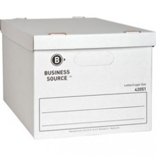 Business Source Economy Storage Box with Lid - External Dimensions: 12" Width x 15" Depth x 10"Height - 350 lb - Media Size Supported: Legal, Letter - Light Duty - Stackable - White - For File 