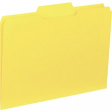 Business Source 1/3-cut Colored Interior File Folders - Letter - 8 1/2" x 11" Sheet Size - 1/3 Tab Cut - Assorted Position Tab Location - 11 pt. Folder Thickness - Yellow - Recycled - 100 / Box