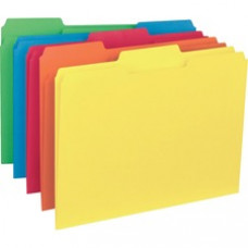 Business Source 1/3-cut Colored Interior File Folders - Letter - 8 1/2" x 11" Sheet Size - 1/3 Tab Cut - Assorted Position Tab Location - 11 pt. Folder Thickness - Assorted - Recycled - 100 / Box