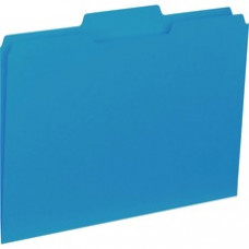 Business Source 1/3-cut Colored Interior File Folders - Letter - 8 1/2" x 11" Sheet Size - 1/3 Tab Cut - Assorted Position Tab Location - 11 pt. Folder Thickness - Blue - Recycled - 100 / Box