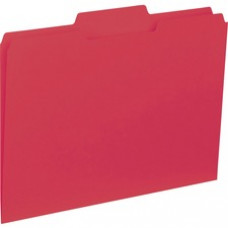 Business Source 1/3-cut Colored Interior File Folders - Letter - 8 1/2" x 11" Sheet Size - 1/3 Tab Cut - Assorted Position Tab Location - 11 pt. Folder Thickness - Red - Recycled - 100 / Box
