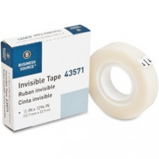 Business Source 1/2" Invisible Tape Refill Roll - 0.50" Width x 36 yd Length - 1" Core - Photo-safe, Writable Surface - 1 / Roll - Clear