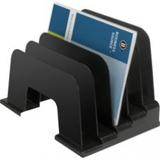 Business Source Large Step Incline Organizer - 9" Height x 9.1" Width x 13.4" Depth - Desktop - Recycled - Black - Plastic - 1 / Each