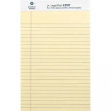 Business Source Micro - Perforated Legal Ruled Pads - Jr.Legal - 50 Sheets - 0.28" Ruled - 16 lb Basis Weight - 8" x 5" - Canary Paper - Micro Perforated, Easy Tear, Sturdy Back - 12 / Dozen