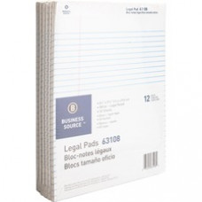 Business Source Micro-Perforated Legal Ruled Pads - 50 Sheets - 0.34" Ruled - 16 lb Basis Weight - 8 1/2" x 11 3/4" - White Paper - Micro Perforated, Easy Tear, Sturdy Back - 12 / Dozen