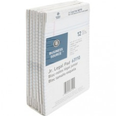 Business Source Micro - Perforated Legal Ruled Pads - Jr.Legal - 50 Sheets - 0.28" Ruled - 16 lb Basis Weight - 8" x 5" - White Paper - Micro Perforated, Easy Tear, Sturdy Back - 12 / Dozen