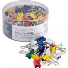 Business Source Colored Fold-back Binder Clips - Mini - 0.6" Width - 0.25" Size Capacity - 100 / Pack - Assorted - Steel