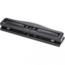 Business Source 3-Hole Adjustable Paper Punch - 3 Punch Head(s) - 11 Sheet Capacity - 1/4" Punch Size - Round Shape - Black