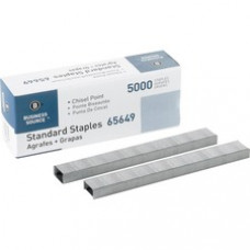 Business Source Chisel Point Standard Staples - 210 Per Strip - 1/4" Leg - 1/2" Crown - Holds 30 Sheet(s) - Chisel Point - Silver - 5000 / Box