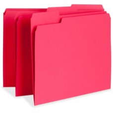 Business Source Color-coding Top-tab File Folders - Letter - 8 1/2" x 11" Sheet Size - 1/3 Tab Cut - Assorted Position Tab Location - 11 pt. Folder Thickness - Red - Recycled - 100 / Box