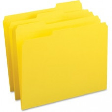 Business Source Color-coding Top-tab File Folders - Letter - 8 1/2" x 11" Sheet Size - 1/3 Tab Cut - Assorted Position Tab Location - 11 pt. Folder Thickness - Yellow - Recycled - 100 / Box