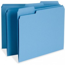 Business Source Color-coding Top-tab File Folders - Letter - 8 1/2 blue" x 11" Sheet Size - 1/3 Tab Cut - Assorted Position Tab Location - 11 pt. Folder Thickness - Blue - Recycled - 100 / Box