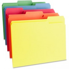 Business Source 1-Ply Color-coding File Folders - Letter - 8 1/2" x 11" Sheet Size - 1/3 Tab Cut - Assorted Position Tab Location - 11 pt. Folder Thickness - Assorted - Recycled - 100 / Box