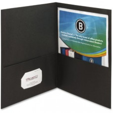 Business Source Two-Pocket Folders - Letter - 8 1/2" x 11" Sheet Size - 125 Sheet Capacity - 2 Inside Front & Back Pocket(s) - Paper - Black - Recycled - 25 / Box