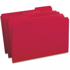 Business Source 1/3-cut Tab Legal Colored File Folders - Legal - 8 1/2" x 14" Sheet Size - 1/3 Tab Cut - Assorted Position Tab Location - 11 pt. Folder Thickness - Stock - Red - Recycled - 100 / Box