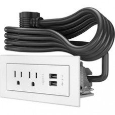 C2G Wiremold Radiant Furniture Power Center (2) Outlet (2) USB, White - 2 x AC Power, 2 x USB - 3.10 A Current - Surface-mountable - White