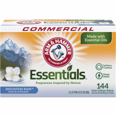 Arm & Hammer Essentials Fabric Softener Sheets - Sheet - Mountain Rain Scent - 144 / Box - 864 / Carton - White