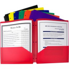 C-Line Two-Pocket Heavyweight Poly Portfolio Folder - Three-Hole Punch, Assorted Primary Colors, 1/EA, 33930