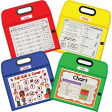C-Line Portable Dry Erase Pockets - Study Aid - Red Vinyl, Blue, Yellow, Green Frame - Rectangle - Portable - 16 / Carton