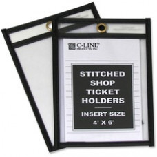 C-Line Shop Ticket Holders, Stitched - Both Sides Clear, 4 x 6, 25/BX, 46046