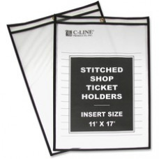 C-Line Shop Ticket Holders, Stitched - Both Sides Clear, 11 x 17, 25/BX, 46117