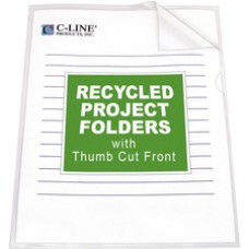 C-Line Recycled Poly Project Folders - Clear, Reduced Glare, 11 x 8-1/2, 25/BX, 62127