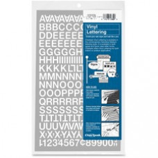 Chartpak Vinyl Helvetica Style Letters/Numbers - 12, 167 (Numbers, Capital Letters) Shape - Self-adhesive - Easy to Use - 0.50" Height - White - Vinyl - 1 / Pack