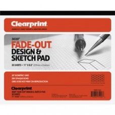 Clearprint Isometric Grid Paper Pad - Letter - 30 Sheets - 20 lb Basis Weight - 8 1/2