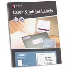 MACO White Laser/Ink Jet Full Sheet Label - 8 1/2