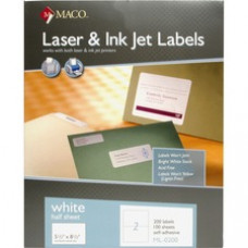 MACO White Laser/Ink Jet Internet Shipping Label - Permanent Adhesive - 5 1/2