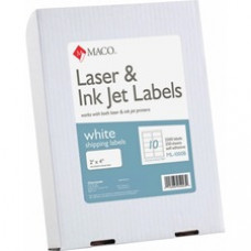 MACO White Laser/Ink Jet Shipping Label - Permanent Adhesive - 2
