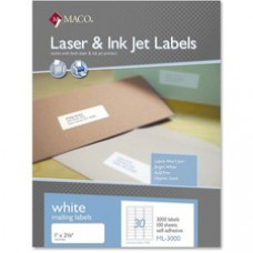 MACO White Laser/Ink Jet Address Label - Permanent Adhesive - 1