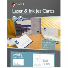 MACO Micro-perforated Laser/Ink Jet Unruled Index Cards - 5